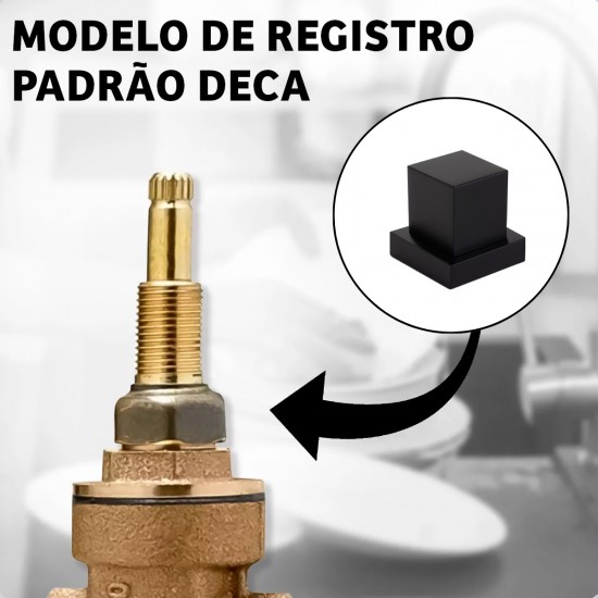 Acabamento de registro Volante Quadrado Cromado Preto fosco Padrão Deca ABS