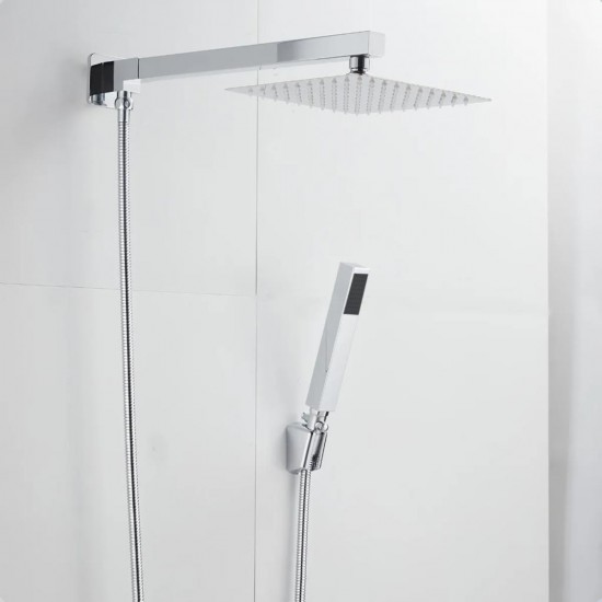 Ducha Chuveiro Quadrado cromado Inox 30x30 Slim A Gás Com Desviador