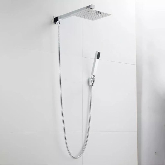 Chuveiro Ducha Quadrada 20x20 Slim Inox A Gás Com Desviador Cromado