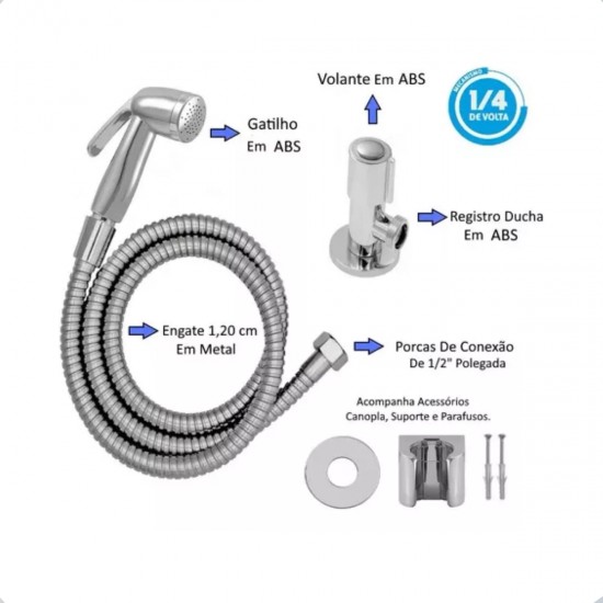 DUCHA HIGIENICA 1/4 DE VOLTA CROMADA PREMIUM ABS